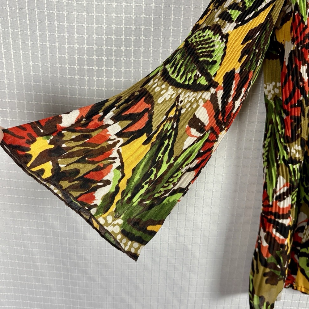 Signature Larry Levine Womens Button Up Top Size‎ L Botanical Artsy Earthy - Picture 3 of 7